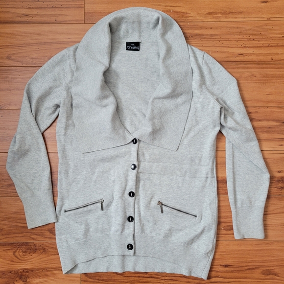 schwiing Sweaters - Chic Gray Cardigan with Zipper Accents